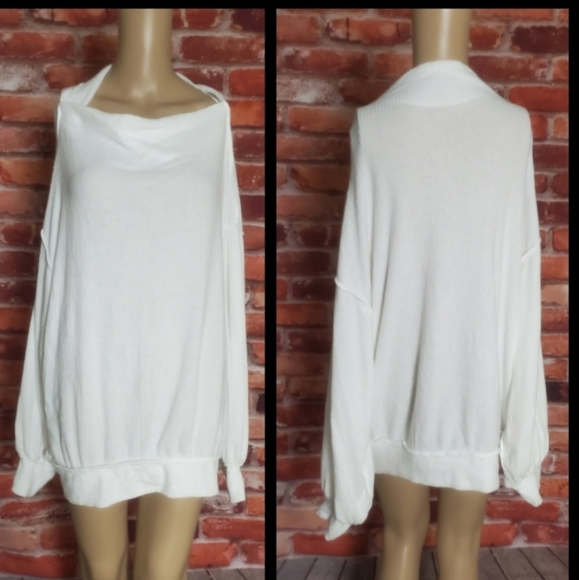 Free People White Main Squeeze Hacci Shirt S/M NWT - Picture 9 of 9